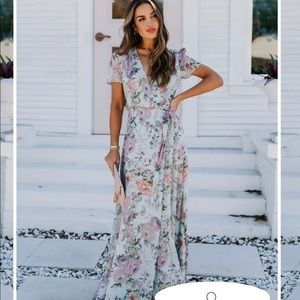 French Flair Floral Maxi Wrap Dress
